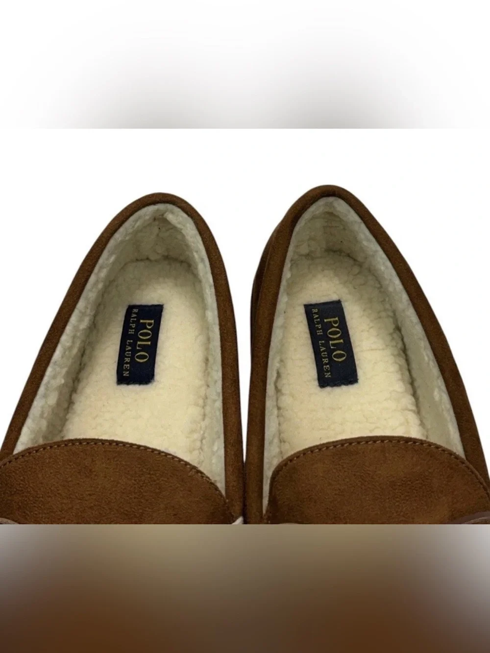 NEW Polo Ralph Lauren Men's Suede Moccasin Slippers Brown Size 13 House Shoes